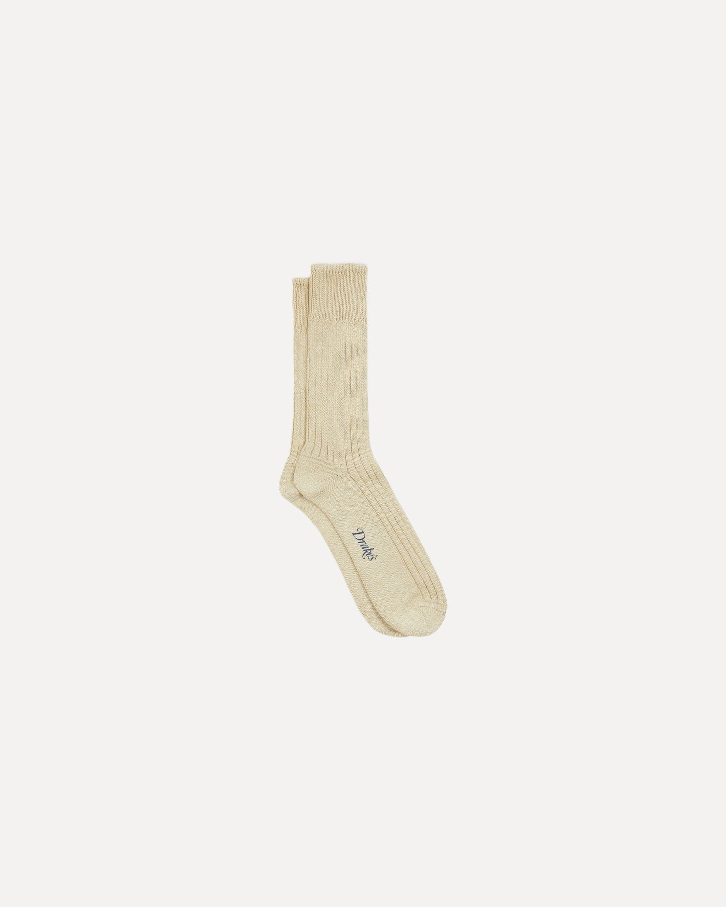 Drakes - Ecru Melange Cotton Sports Socks