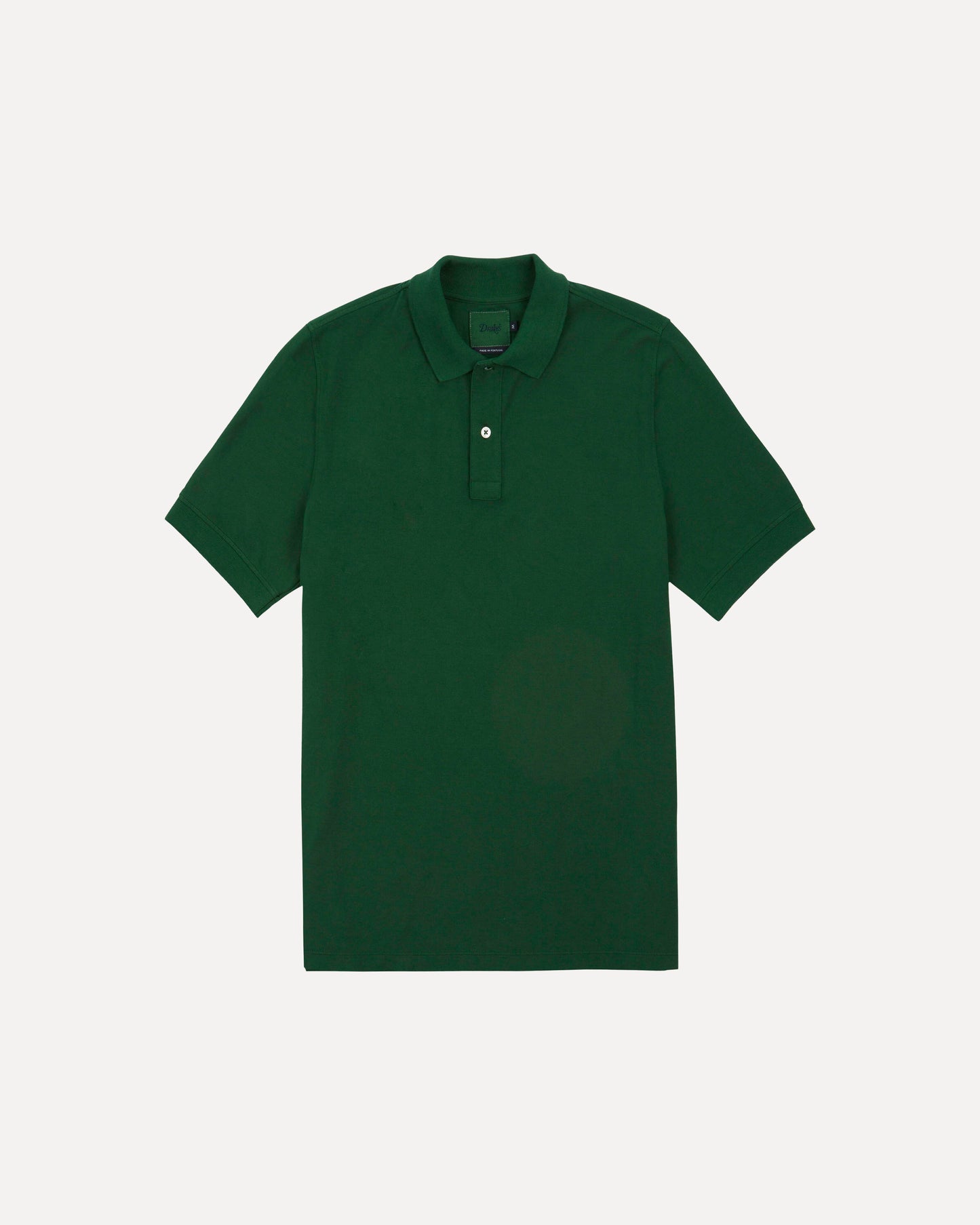 Drakes - Green Piqué Cotton Polo Shirt