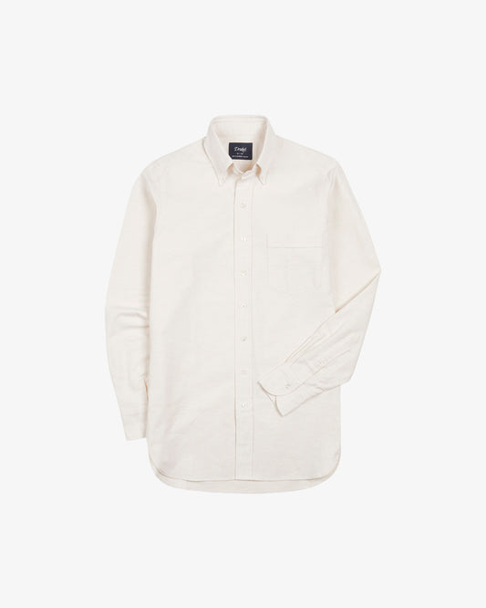 Drakes - Cream Cotton Oxford Cloth Button-Down Shirt