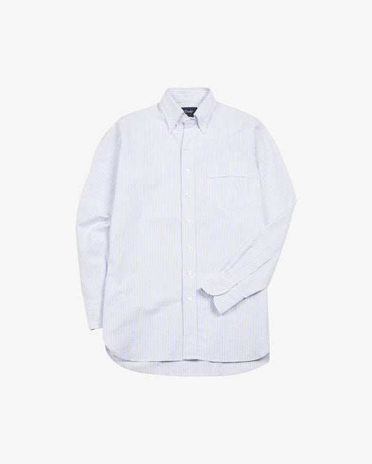 Drakes - Blue University Stripe Cotton Oxford Cloth Button-Down Shirt