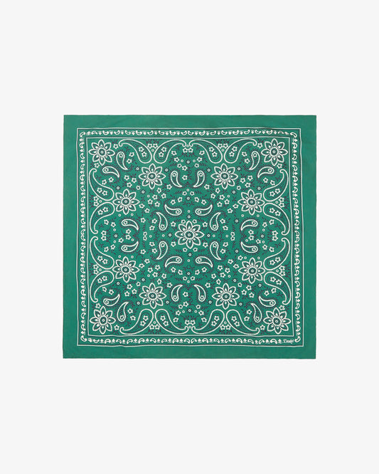 Drakes - Green Paisley Print Cotton Bandana